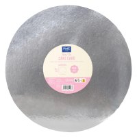 5 PACK ROUND CAKE CARDS SILVER (12") 