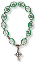 Glass Bracelet/Knock/Shamrock - Cross   (6455)