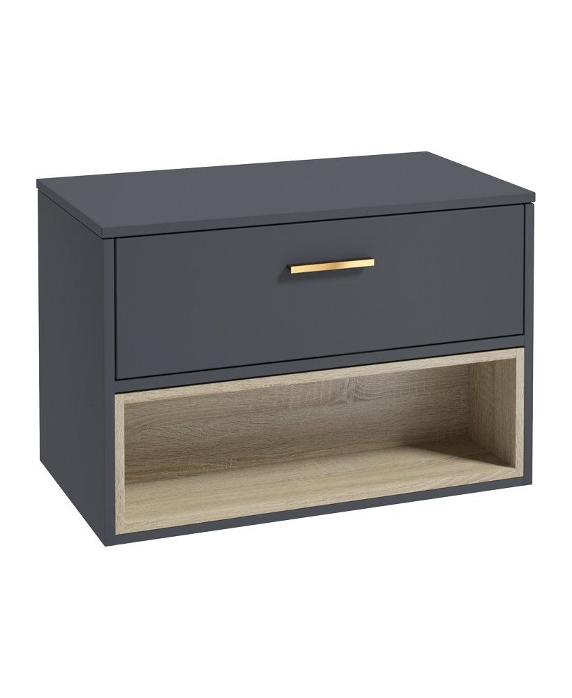 MALMO 80CM COUNTERTOP NIGHT SKY BLUE MATT - BRUSHED GOLD HANDLE