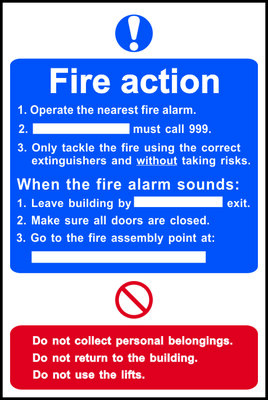 Safety Sign Fire Action Procedure PVC 200x300mm