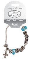Metal/Glass Bracelet With Cross/Turquoise   (64511)