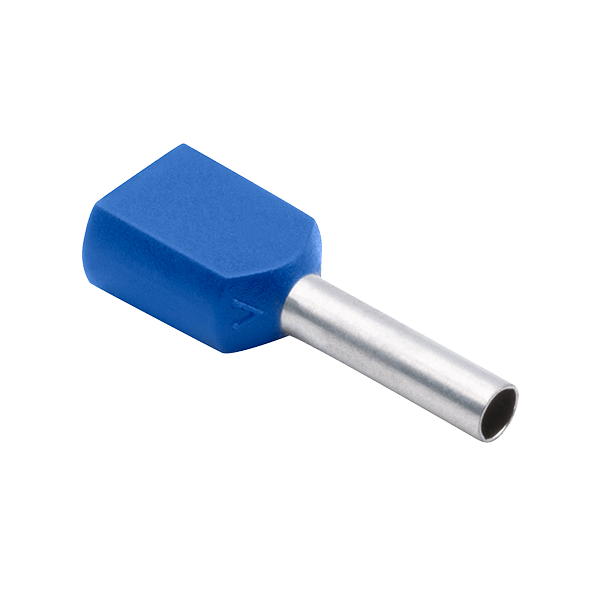 0.75sq Blue Twin Bootlace Ferrules (100)