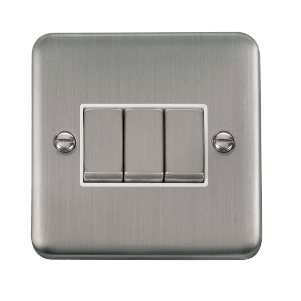 Click Deco Plus 3G 2W Switch Stainless Steel White Insert DPSS413WH