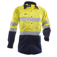 Hi-Vis D/N Cotton Shirt, LS, AU, Yellow/Navy