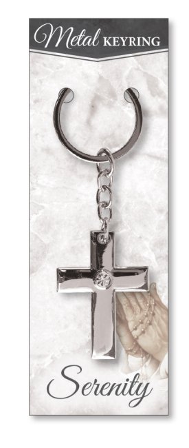 Metal Key Ring/Cross With Stone (74902) - CBC