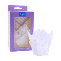 TULIP MUFFIN CASES – RAINBOW POLKA DOTS PK/24