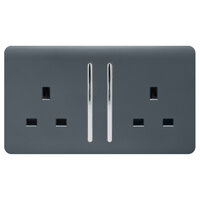 TRENDI 2 GANG 13AMP SWITCHED SOCKET WARM GREY