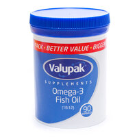Valupak Bigger Value Supplements Omega 3 Fish Oil 1000Mg Capsules 90s