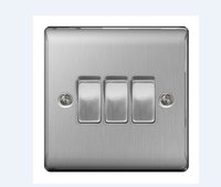 NEXUS BRUSHED STEEL 10A 3 GANG 2 WAY  SWITCH