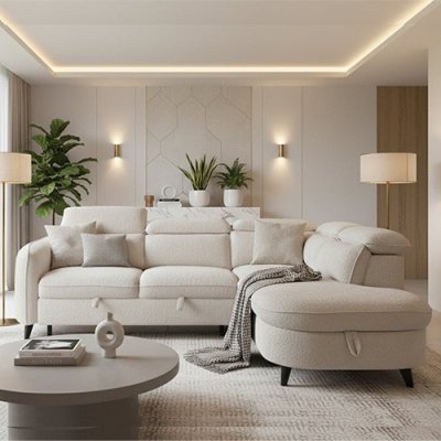 Beck Lift Up Chaise Sofabed - Beige