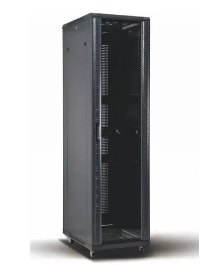 floor standing network cabinet with tempered glass front door - FS-20U600-FP