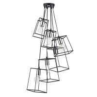 TOWER 6LT CLUSTER PENDANT BLACK AND POLISHED CHROME