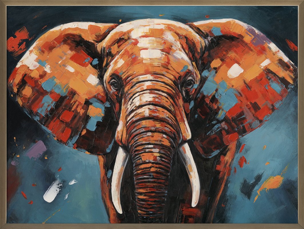 Hand Painted Picture Elephant 90x120cm