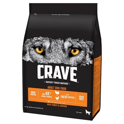 Crave Adult Complete Grain Free with Turkey & Chicken 3 x 2.8kg