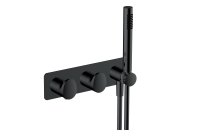 RAK HORIZONTAL DUAL OUTLET THERMOSTATIC CONCEALED SHOWER VALVE WITH HANDSET IN MATT BLACK (RAK-PORTOFINO, RAK-POSITANO AND RAK-ISHIA)