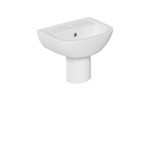 Tucker French Pro 450mm One Taphole D-Shaped Basin with Semi Pedestal
