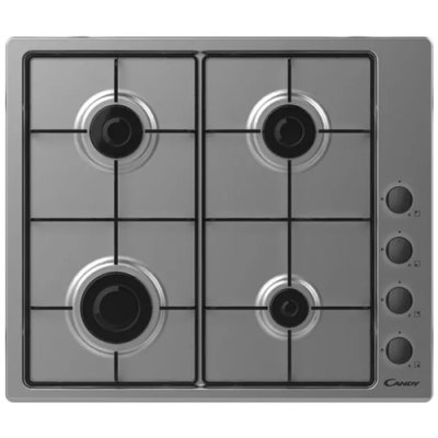 Candy 60cm Gas Hob Stainless Steel with Enamel Pan Stands