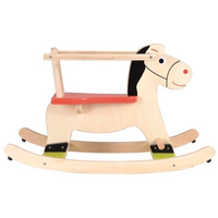 Traditional wooden rocking horse with safety seat