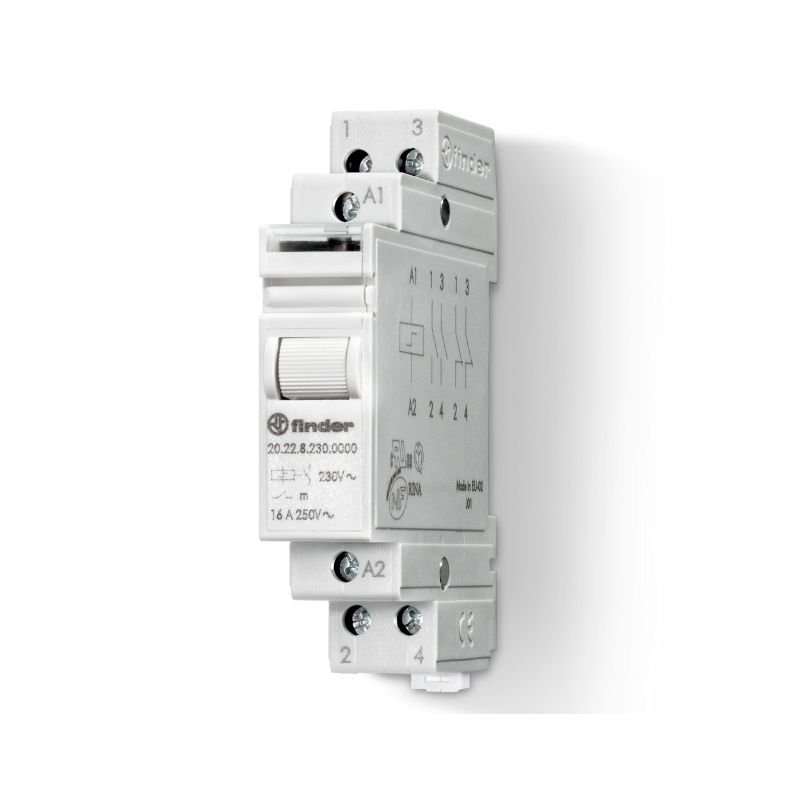 20.22.9.024.0000 - Finder 20 Series  Din Rail Modular Step Relay 16A 24V DC DPST