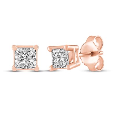 Rose Gold Square Diamond Earrings