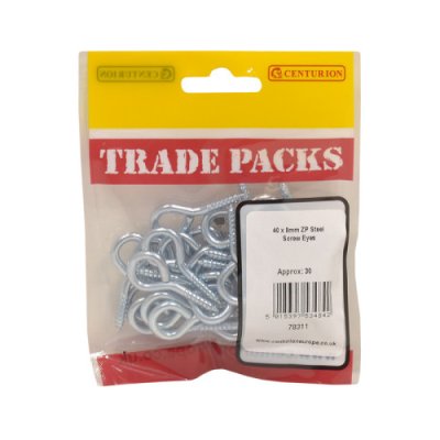 Centurion Steel Screw Eyes - Zinc Plated - 40 x 3.6mm - (30 PK)