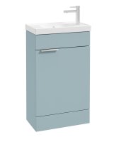 STOCKHOLM 50CM FLOOR STANDING CLOAKROOM MORNING SKY BLUE MATT VANITY UNIT - BRUSHED CHROME HANDLES