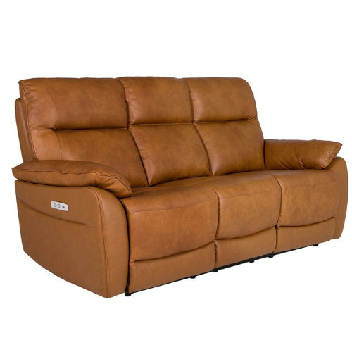 Nova 3 Seater Leater Recliner - Tan