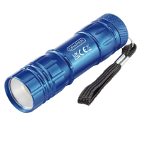 Draper COB LED Aluminium Hand Torch, 3W, 85 Lumens, 3 x AAA Batteries Supplied, Blue