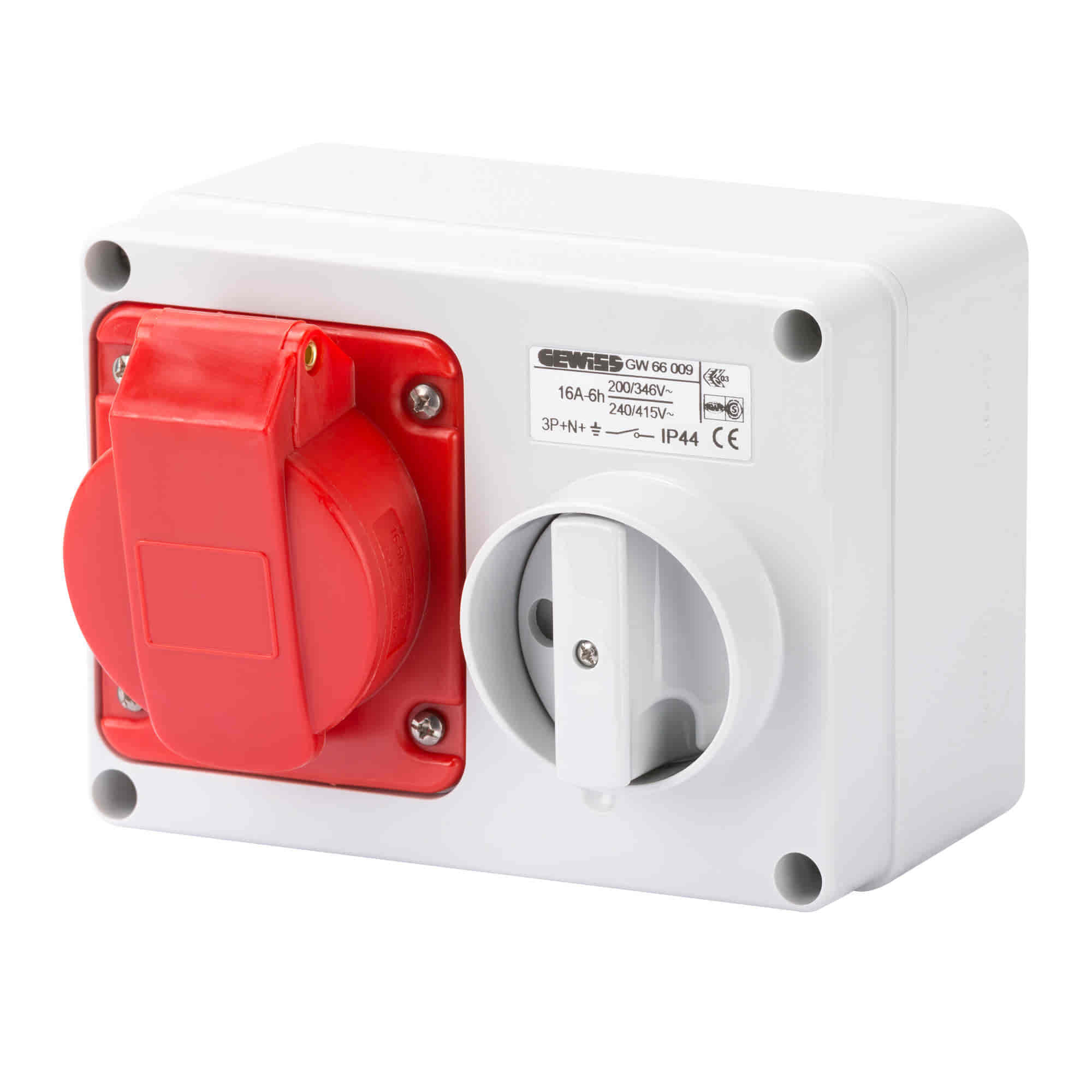 Gewiss GW66009 Interlocked Switch Socket 16A 3P+N+E 380415V (Red