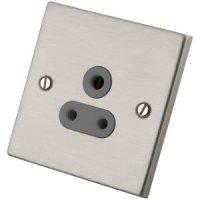 Stainless Steel 5A Unswitched Socket 6033-109 - Grey Insert