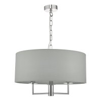 JAMELIA 3 LIGHT PENDANT, POLISHED CHROME AND GREY