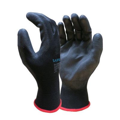 BLACK PU PALM COATED GLOVES
