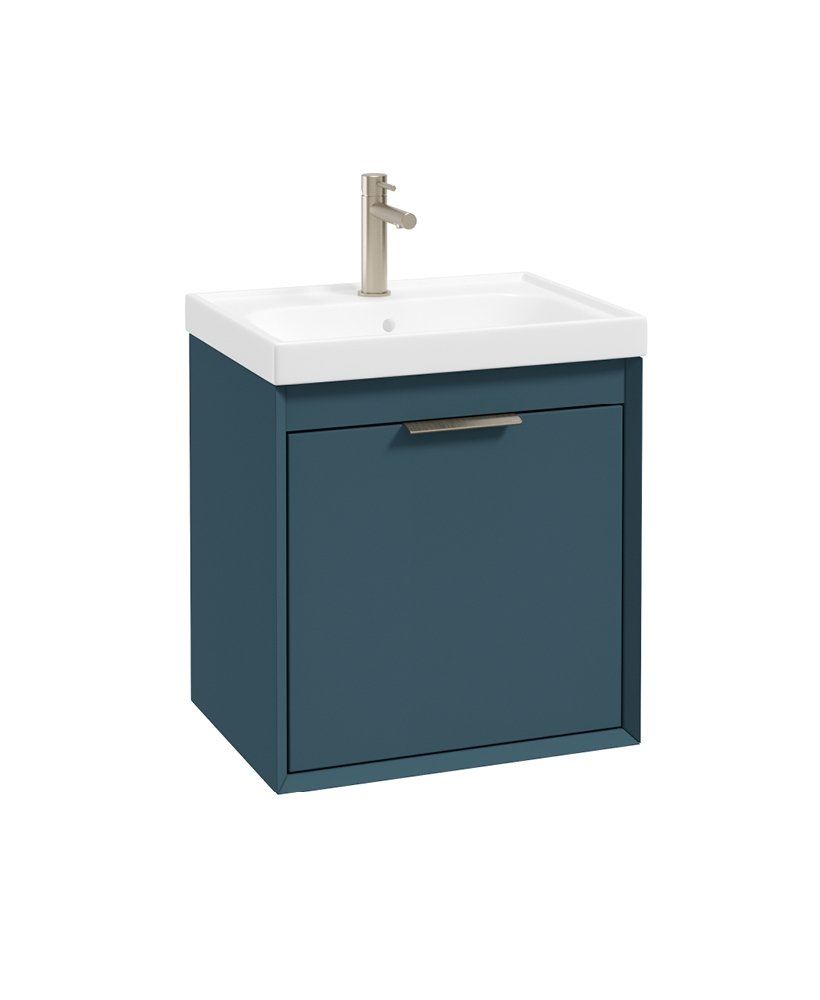 FJORD WALL HUNG 50CM TWO DRAWER VANITY UNIT MATT OCEAN BLUE- BRUSHED NICKEL HANDLE