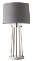 NICKEL PLATED TABLE LAMP C/W MARBLE BASE + MIXED LINEN SHADE