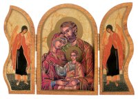 Wood Triptych/Gold Foil/Holy Family   (56203)