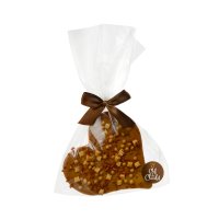 Caramel heart plaque with asstd decor in gift bag - 8x100g