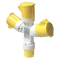 Yellow 110V 3 Way Splitter 16Amp