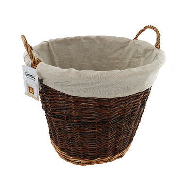 Two Tone Lined Willow Log Basket