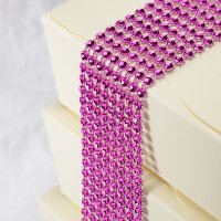 Plastic Diamante Effect 8 Rows Band Fuchsia - 1.5m