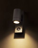 CANEFINCH MONO GU10 Wall Light, IP54, PIR, Single, Dark Grey