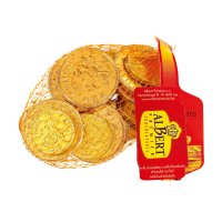 Gold foiled UK milk chocolate coins in net - 65x75g