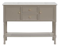 Khaki Side Board 2 Doors 2 Drawer 1 Shelf with White Marble 106x28x81cmH
