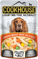 COOKHOUSE Luxury Dog Pouch Fillets Jelly Chicken, Veg & Rice 100g x 15