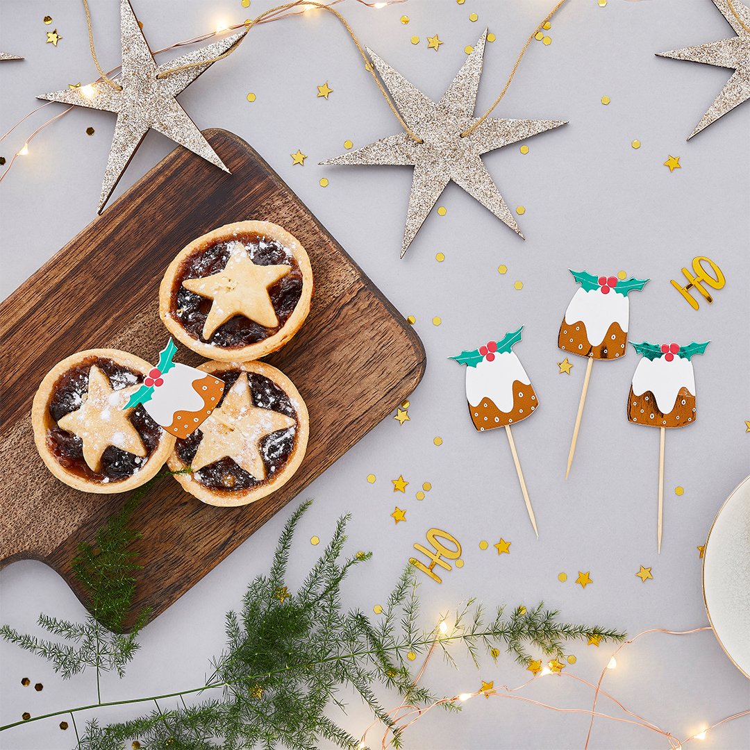 Christmas Pudding Food Picks - Pack of 6