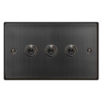 VPBZ423 Deco Matt Bronze 10 Amp 3 Gang 2 Way Toggle Switch