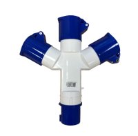 Rugged 16A 220V 2 Pin + Earth Blue 3 Way Splitter