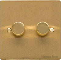 Heritage - Elite Flat Plate - 2Gang 2Way Dimmer 400w Satin Brass | LV0901.2271