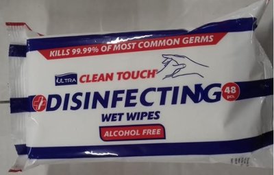 Ultra Clean Touch Disinfecting hand wipes alcohol free (48 wipes per pk)