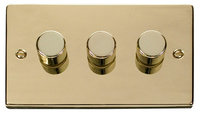 Click Deco Victorian Polished Brass 3 Gang 2 Way Dimmer  | LV0101.1811