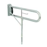 Bathex Double Arm Hinged Support Rail (Drop Down Leg - Aluminium Backplate) Mirror Polish